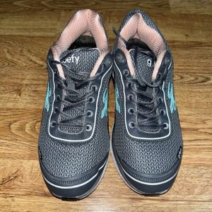 Gdefy Gravity Defyer Mighty Walk Men's Size 11 Comfort Shoes Gray Teal EUC